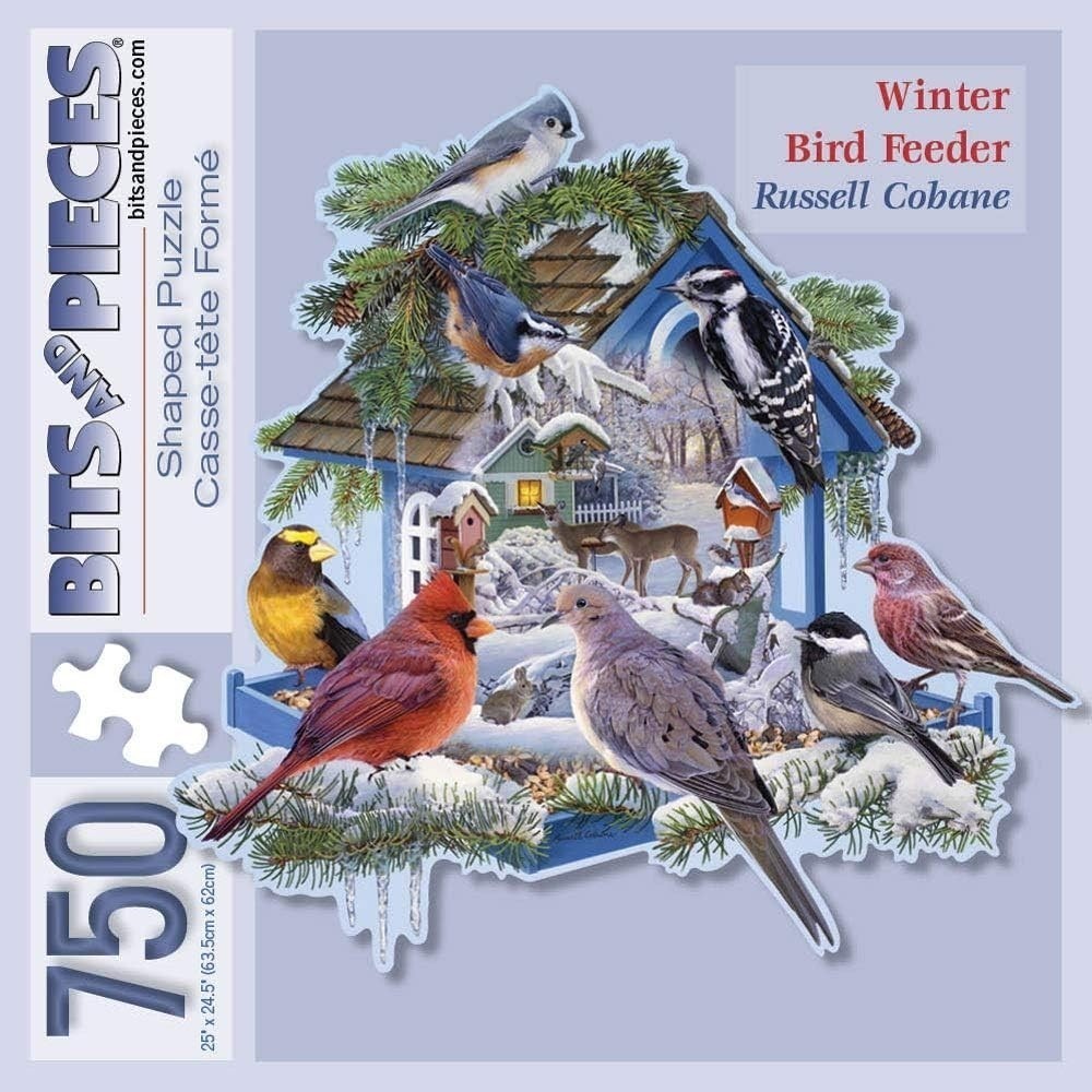 Bits and Pieces Shaped Jigsaw Puzzle, Winter Bird Feeder 750 Piece NEW‎ Sealed